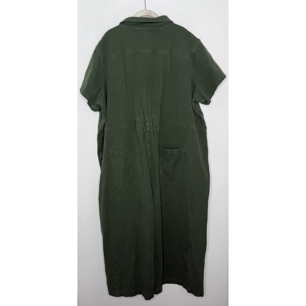 Universal Standard Kate Stretch Cotton Cargo Button Jumpsuit Green Size XL - Picture 8 of 8